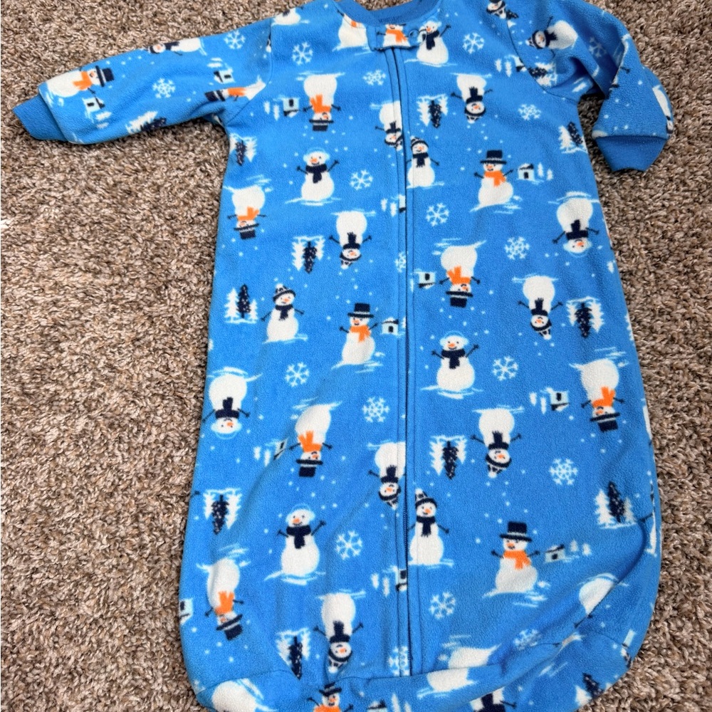 Carter's Blue Fleece Sleep Sack with Snowman Design